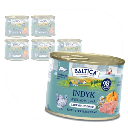 Baltica Smaki Regionów Indyk 6x185g Bezzbożowa Mokra Karma Dla Kotów Sterylizowanych