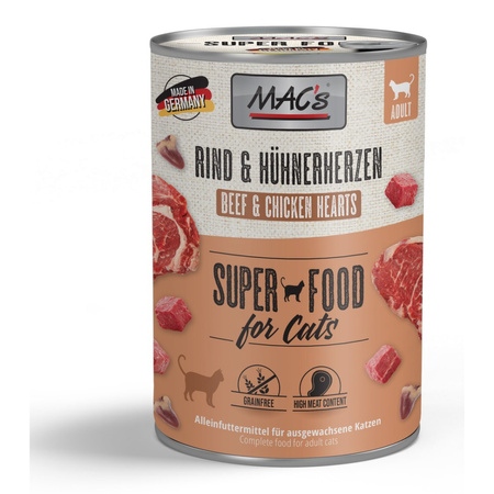 MAC's Cat 24x400g Mokra Karma Dla Kota Wołowina Serca Drobiowe