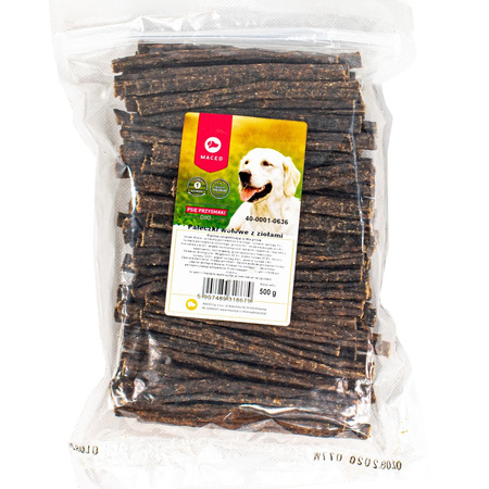 Smakołyk dentystycznydla psów MACED PAŁECZKI WOŁOWE Z ZIOŁAMI 500G