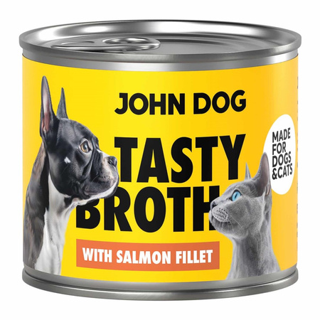 John Dog Tasty Broth 6x140g Mokra Uzupełniająca Karma Dla Dorosłych Psów I Kotów Indyk Kurczak Łosoś Wołowina