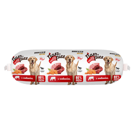 Biofeed Nasz Pies Baton z Wołowiną 1kg Pełnoporcjowa Karma Mokra Dla Dorosłych Psów