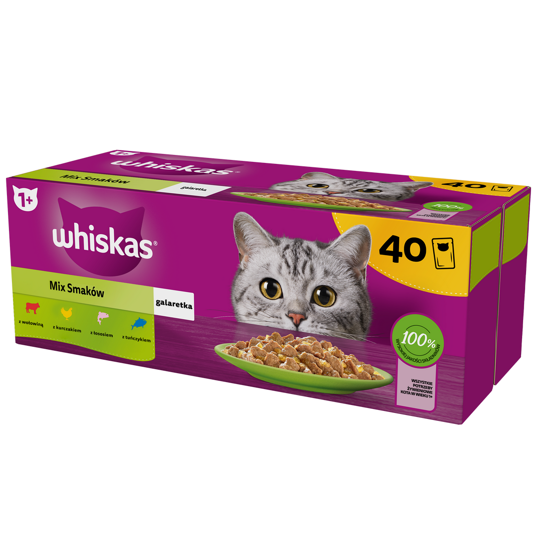Whiskas Adult Mokra Karma Dla Dorosłego Kota Mix Smaków W Galaretce