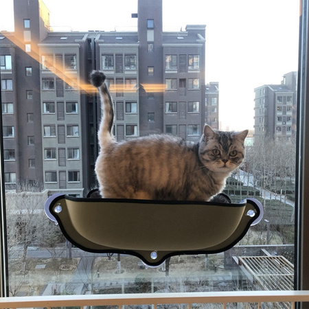 Legowisko dla kota na szybę na przyssawkach hamak kolor BEŻOWY