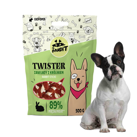 Mr Bandit TWISTER Zawijas z królikiem 500g - naturalny przysmak dla psa