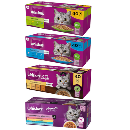 Whiskas Adult 160x85g Mokra Karma Dla Dorosłego Kota Mix Smaków W Sosie I W Galaretce