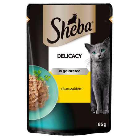 Sheba Delicacy Saszetka 12x85g Mokra Karma Pełnoporcjowa Dla Kota Kawałki z Kurczakiem w Galaretce