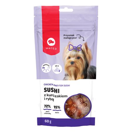 MACED SUSHI KURCZAK I RYBA 60g PRZYSMAK DLA PSA