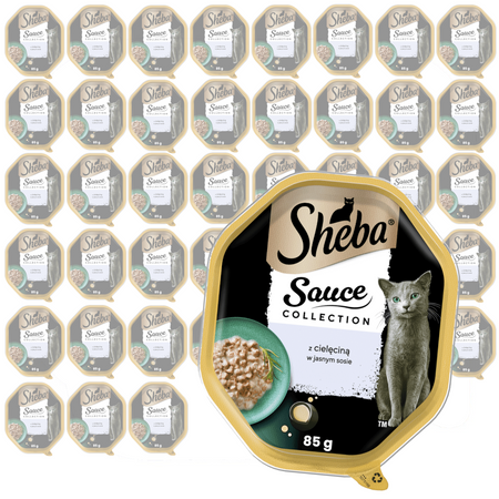Sheba Sauce Collection Tacka 44x85g Mokra Karma Pełnoporcjowa Dla Kota Kawałki Z Cielęciną W Sosie