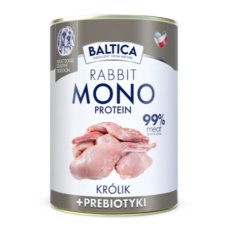 Baltica Monoprotein Królik Prebiotyki 12x400g Hipoalergiczna Bezzbożowa Mokra Karma Dla Psa