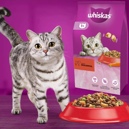 Whiskas Adult 1,4kg - Sucha Karma Pełnoporcjowa Dla Dorosłych Kotów Z Wołowiną