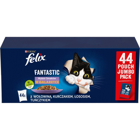 Felix Fantastic Mokra Karma Dla Kota Wybór Smaków W Galaretce 88x85g Wołowina Kurczak Łosoś Tuńczyk