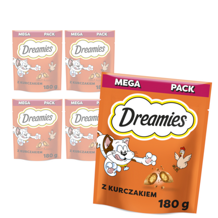 Dreamies z Pysznym Kurczakiem Mega Pack 5x180g Przysmaki Dla Kota