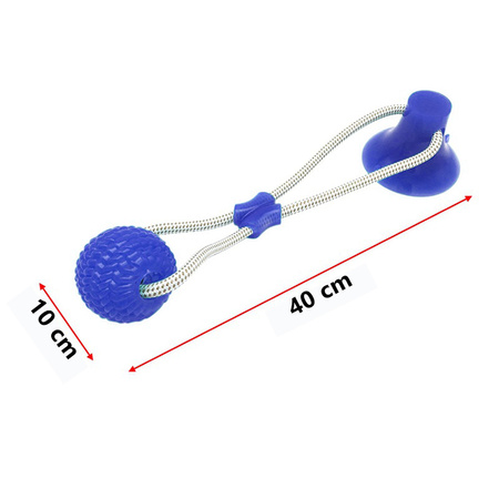 Zabawka gryzak dla psa CHEWY BALL, piłka na przyssawce kolor NIEBIESKI