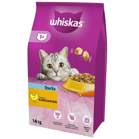 WHISKAS Sterile 14kg - sucha karma dla kotów po sterylizacji z kurczakiem