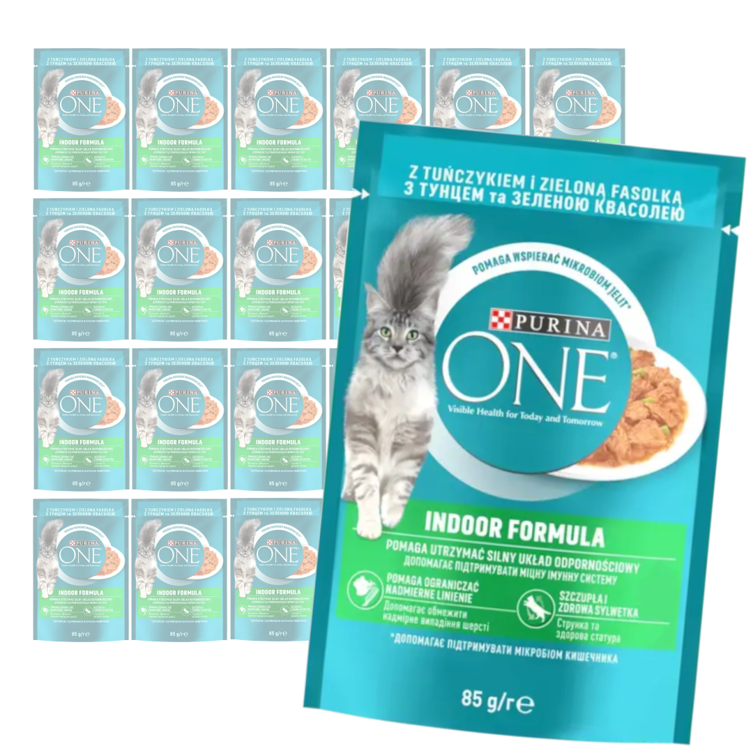 Purina One Indoor Formula Mokra Karma Dla Kota Z Tuńczykiem I Zielona Fasolką