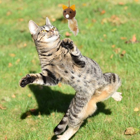 Zabawka Interaktywna Wędka Dla Kota Mysz Małą Brązowa 40cm