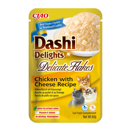 Inaba Cat Dashi Delights Delicate Flakes 24x40g Karma Uzupełniająca Dla Kota Z Kurczakiem I Serem