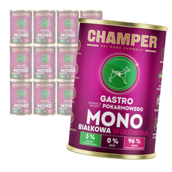 Champer Gastro 12x400g Monobiałkowa Mokra Karma Dla Psa Z Wołowiną Wsparcie Układu Pokarmowego