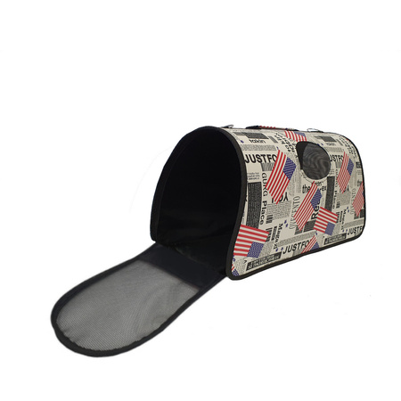 Transporter Torba Podróżna Dla Psa Kota Królika Składana Biała Wzór USA Rozmiar M