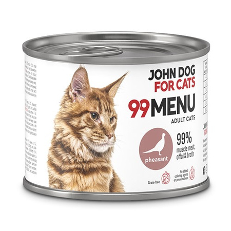 John Dog for Cats 99 Menu Mokra Karma Dla Dorosłych Kotów Z Bażantem 6x200g
