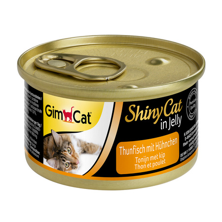 GimCat ShinyCat Mokra Karma Dla Kota Z Tuńczykiem I Kurczakiem W Galaretce 12x70g
