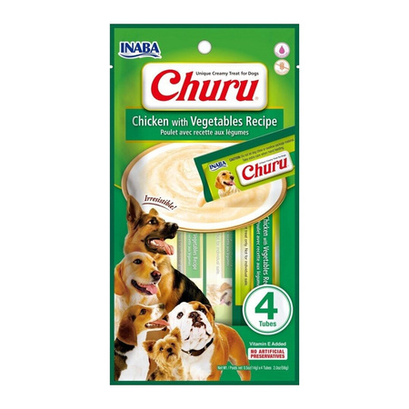 Inaba Dog Churu 4p Przysmak Pasta Dla Psa 4x14g z Kurczakiem i Warzywami