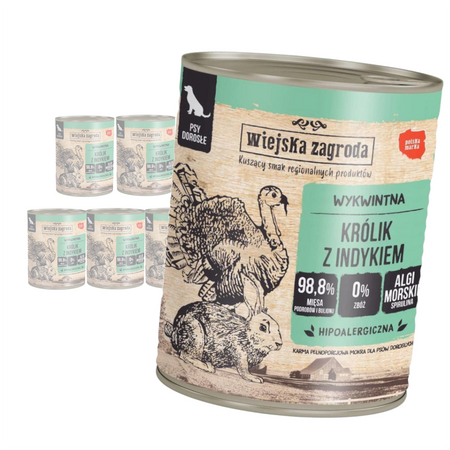 Wiejska Zagroda Mokra Karma Dla Psa Królik Z Indykiem 6x800g Puszka