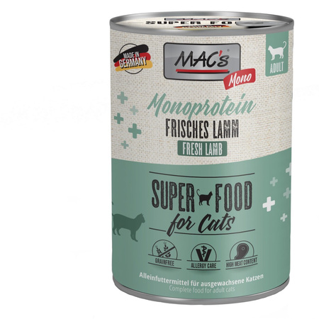 MAC's 12x400g Monoproteinowa Mokra Karma Dla Kota Jagnięcina