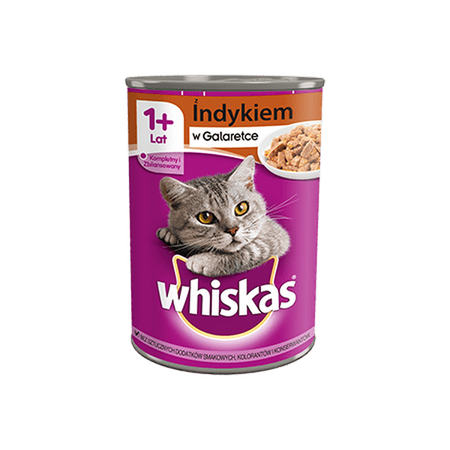 WHISKAS Adult puszka 400g INDYK mokra karma w galaretce dla dorosłych kotów