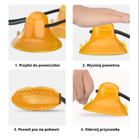 Zabawka na przysmaki dla psa gryzak z dozownikiem karmy, z dwiema przyssawkamii pomarańczowa