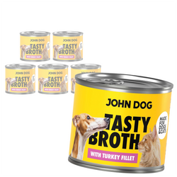 John Dog Tasty Broth 6x140g Mokra Uzupełniająca Karma Dla Dorosłych Psów I Kotów Z Indykiem