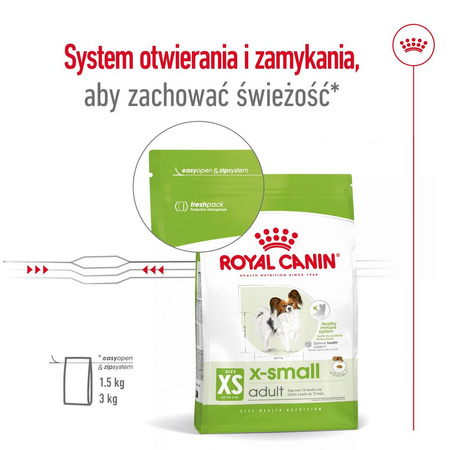 Royal Canin X-Small Adult 3kg Sucha Karma Dla Psów Dorosłych Ras Miniaturowych do 4kg