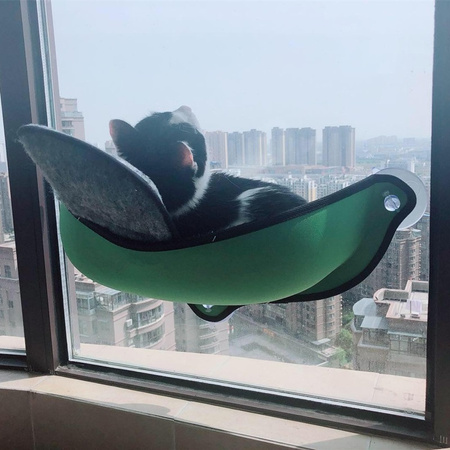 Legowisko dla kota na okno na przyssawkach hamak kolor ZIELONY