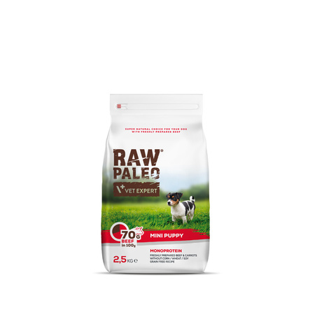 RAW PALEO PUPPY MINI BEEF 2.5kg - sucha karma z wołowiną dla szczeniąt ras małych