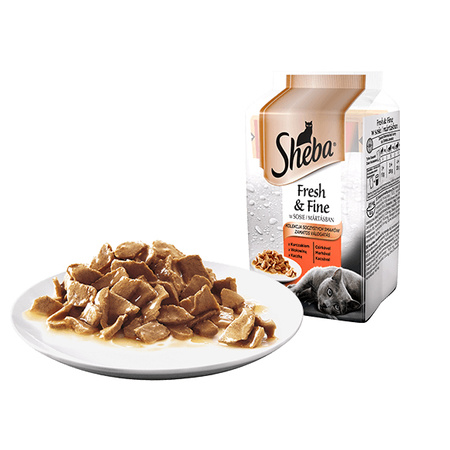 Sheba Saszetka Mini Sos Mięsne Dania 6x50g + 1 opakowanie GRATIS
