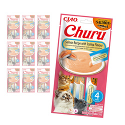 Inaba Cat Churu Salmon With Scallop Flavour 40x14g Kremowy Przysmak Dla Kota Pasta z Łososiem i Przegrzebkami