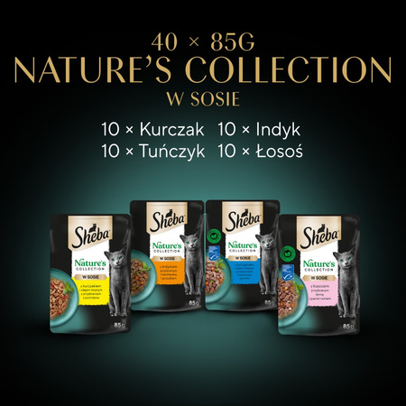 Sheba 80x85g Nature’s Collection Wybór Smaków Mokra Karma Dla Dorosłych Kotów W Sosie 4 Smaki
