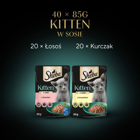 Sheba Kitten Wybór Smaków 40x85g Mokra Karma Pełnoporcjowa Dla Kociąt Z Łososiem I Kurczakiem W Sosie