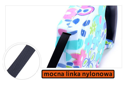 Automatyczna kolorowa smycz długość 5m dla małych i średnich psów wzór WESOŁY ROGER