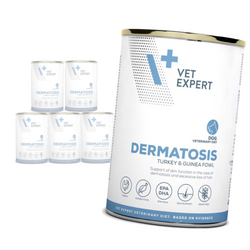 VetExpert Veterinary Diet Dermatosis Indyk & Perliczka 6x400g Mokra Karma Weterynaryjna Dla Psów z Zaburzeniami Dermatologicznymi