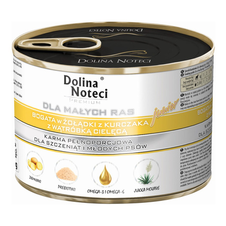 Dolina Noteci Premium Junior 6x185g Mokra Karma Dla Szczeniąt Małych Ras Bogata W Żołądki Z Kurczaka Z Wątróbką Cielęcą