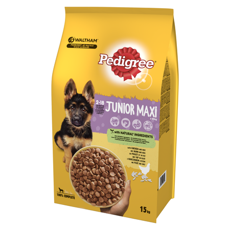 PEDIGREE Vital Protection 15kg Junior Duże Rasy Bogaty w Kurczaka, z Ryżem Karma Sucha dla szczeniąt