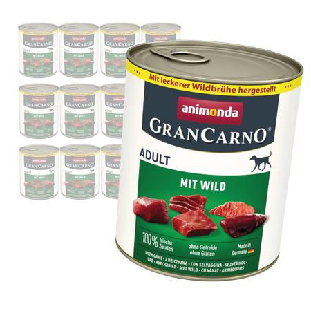 Animonda GranCarno Adult 12x800g Mokra Karma Dla Psa z Dziczyzną