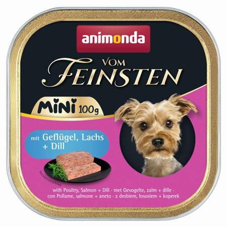 Animonda Vom Feinsten Mini 100g Mokra Karma Dla Psa z Drobiem Łososiem i Koperkiem