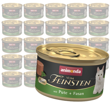 Animonda Vom Feinsten Mousse Adult 24x85g Mokra Karma dla Kota z Indykiem i Bażantem