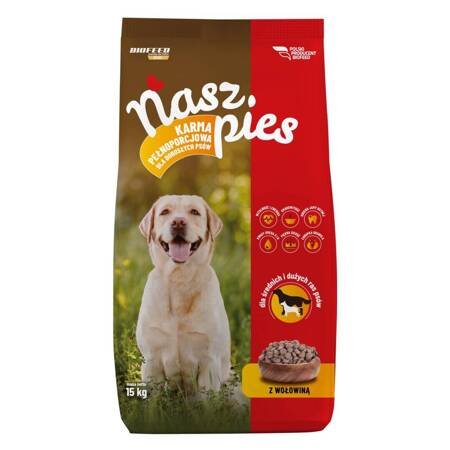 Biofeed Nasz Pies Sucha Karma Dla Psa Z Wołowiną 15Kg