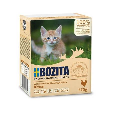 Bozita Kitten z Kurczakiem 370g kartonik - mokra karma kawałki w sosie dla kociąt 