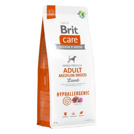 Brit Care Dog Hypoallergenic Adult Medium Breed Lamb Sucha Karma dla Psów Średnich Ras Jagnięcina Ryż 12kg