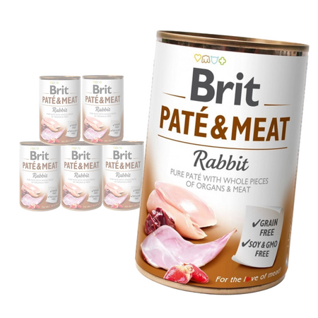 Brit Pate&Meat Mokra Karma Dla Psów z Królikiem Puszka 6x400g