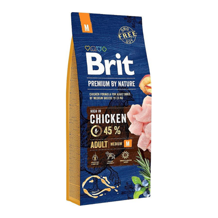 Brit Premium by Nature 15kg Sucha Karma Z Kurczakiem Dla Dorosłych Psów Średnich Ras